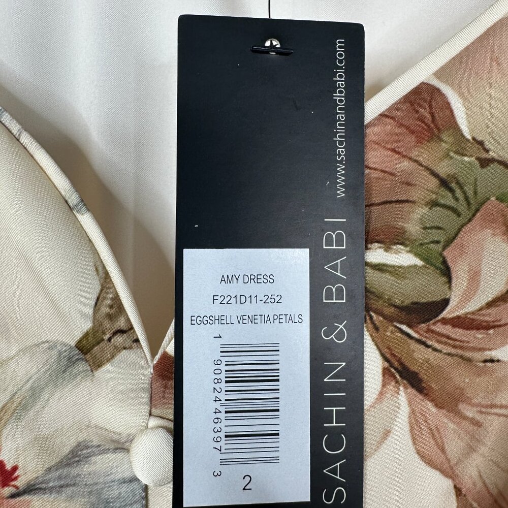 NWT SACHIN + BABI AMY Dress in Eggshell Venetia Petals Floral Satin Maxi Long 2 - Picture 12 of 14